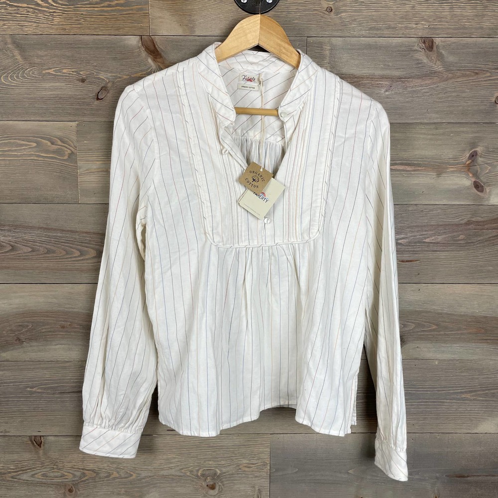 NWT Faherty Janice Striped Organic Cotton Shirt In Miko Stripe